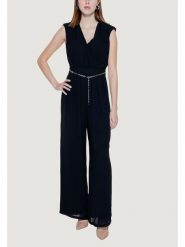 Morgan Kombinezon 241-PIDOU Czarny Regular Fit. Czarne sukienki damskie Morgan, bez wzorów, z syntetyku, bez kołnierzyka, bez ramiączek. Za 249.99 zł.