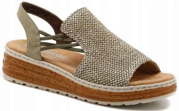 Rieker Rieker Sandals 62741-52 Srebrne 40. Szare sandały damskie Rieker, bez wzorów, bez obcasa, bez zapięcia. Za 265.20 zł.