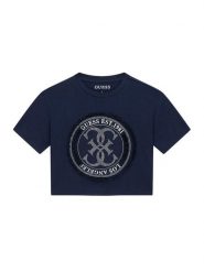 Guess T-Shirt J6GI07 K6YW4 Granatowy Relaxed Fit. Niebieskie t-shirty i topy dla dziewczynek Guess, z aplikacjami, z bawełny, bez ramiączek. Za 114.99 zł.