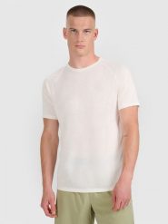 4F Koszulka do biegania szybkoschnąca męska - biała XXL. Białe koszulki sportowe męskie 4f, l, bez wzorów, z materiału, bez kołnierzyka, bez ramiączek, do biegania. Za 129.99 zł.