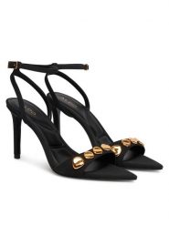 Aldo Sandały Leara 14298695 Czarny. Czarne sandały damskie Aldo, bez wzorów, z materiału, bez obcasa, na szpilce, bez zapięcia. Za 399.99 zł.