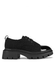 Nine West Oxfordy 8198-1A Czarny. Czarne półbuty damskie Nine West, bez wzorów, z materiału, bez obcasa, bez zapięcia. Za 174.99 zł.