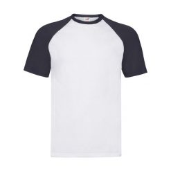 Męska Koszulka Baseballowa Z Krótkim Rękawem. Białe koszulki sportowe męskie Fruit of the Loom, m, bez wzorów, bez kołnierzyka, bez ramiączek, trekkingowe. Za 48.99 zł.