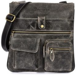 Czarna Skórzana Torba Męska Na Ramię Vintage Raportówka Beltimore M05. Czarne torby na ramię męskie bez wzorów, z nubiku, eleganckie, na ramię. Za 161.99 zł.