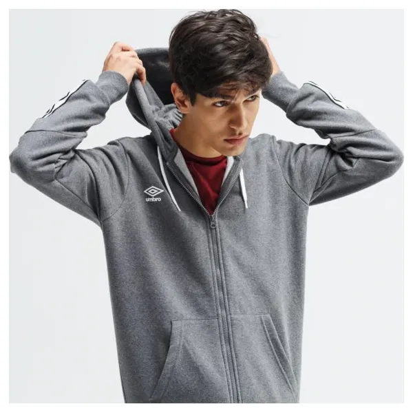 Umbro Bluza Fz Fleece With Cuff Taping , szary, rozmiar L. Szare bluzy męskie Umbro, l, bez wzorów, z bawełny, z kapturem. Za 129.99 zł.