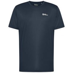Koszulka trekkingowa męska Jack Wolfskin Tech T. Niebieskie koszulki sportowe męskie Jack Wolfskin, l, bez wzorów, z materiału, bez kołnierzyka, bez ramiączek, na fitness i siłownię. Za 109.99 zł.