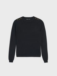 Wiskozowy sweter - czarny. Czarne swetry damskie Sinsay, l, bez wzorów, z wiskozy, bez kołnierzyka, bez ramiączek, bez kaptura. W wyprzedaży za 29.99 zł.