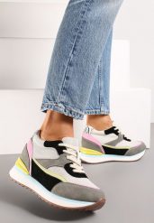 Szare Sneakersy na Ukrytym Niewysokim Koturnie z Brokatem Fioralan. Szare obuwie sportowe damskie Renee, bez wzorów. Za 119.99 zł.