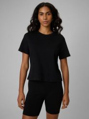 4F T-shirt regular gładki damski - czarny M. Czarne t-shirty damskie 4f, m, bez wzorów, z bawełny, bez kołnierzyka. Za 69.99 zł.