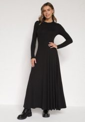 Czarna Bawełniana Sukienka o Rozkloszowanym Kroju Tuselenea. Czarne sukienki damskie Born2be, na co dzień, l, bez wzorów, z bawełny, eleganckie, bez kołnierzyka, bez ramiączek, maxi, rozkloszowane. Za 139.99 zł.