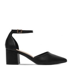 Czółenka JENNY. Czarne czółenka damskie Jenny, bez wzorów, bez obcasa, bez zapięcia. Za 129.99 zł.