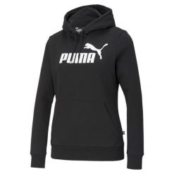 Damska bluza z kapturem z logo Essentials PUMA Black. Czarne bluzy damskie Puma, na zimę, xs, bez wzorów, z kapturem. Za 161.50 zł.