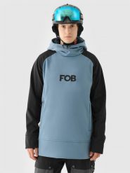 4F Długa bluza snowboardowa z softshellu membrana 5000 męska - granatowa L. Niebieskie bluzy męskie 4f, l, bez wzorów, z dzianiny, z kapturem, narciarskie. Za 399.99 zł.