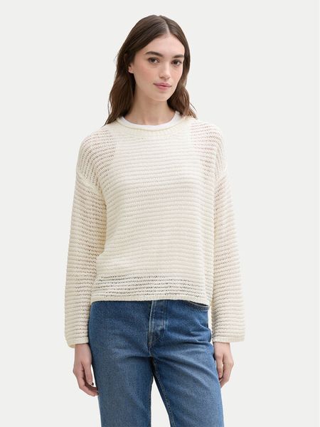 Tom Tailor Denim Sweter 1045610 Écru Loose Fit. Białe swetry damskie Tom Tailor Denim, xxl, bez wzorów, z denimu, bez kołnierzyka, bez ramiączek, bez kaptura. Za 103.99 zł.
