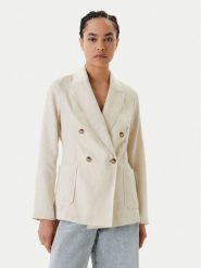 United Colors Of Benetton Marynarka 2AGHDW03E Beżowy Regular Fit. Brązowe żakiety damskie United Colors Of Benetton, bez wzorów, ze lnu. Za 449.99 zł.