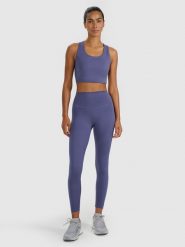 4F Legginsy treningowe szybkoschnące damskie - granatowe XL. Niebieskie legginsy damskie 4f, s, bez wzorów, z dzianiny, z podwyższonym stanem, na fitness i siłownię. Za 119.99 zł.