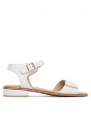 Caprice Sandały 9-28202-44 Biały. Białe sandały damskie Caprice, bez wzorów, ze skóry, bez obcasa, na słupku, bez zapięcia. Za 235.99 zł.