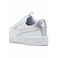 Damskie sneakersy Carina 2.0 Pop Up Metallics PUMA. Białe obuwie sportowe damskie Puma, bez wzorów, ze skóry, trekkingowe. Za 427.00 zł.
