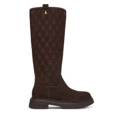 Kozaki Patrizia Pepe. Brązowe buty zimowe dziewczęce Patrizia Pepe, bez wzorów, bez zapięcia. Za 824.99 zł.