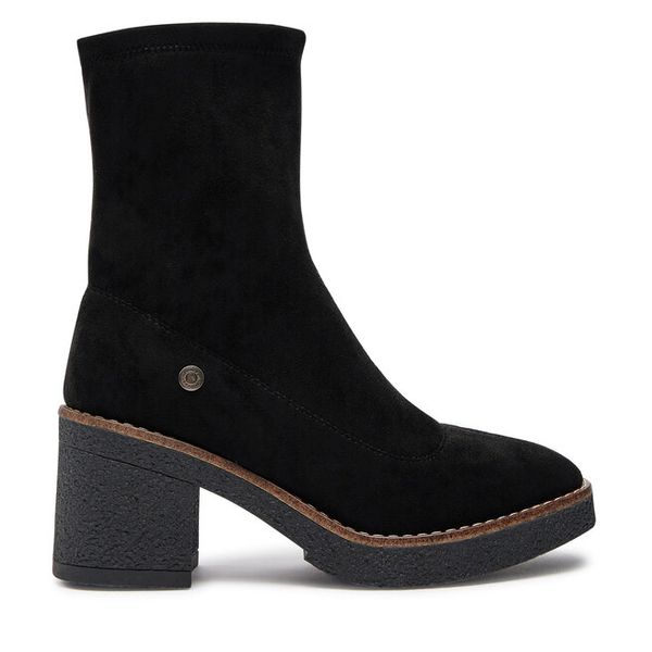 Botki Refresh. Czarne botki damskie Refresh, bez obcasa, na słupku, bez zapięcia. Za 239.99 zł.