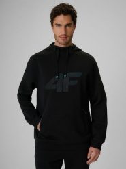 4F Bluza dresowa regular z kapturem męska - czarna XXL. Czarne bluzy męskie 4f, m, bez wzorów, z dresówki, z kapturem. Za 199.99 zł.