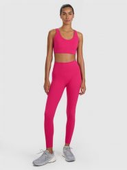 4F Legginsy treningowe szybkoschnące damskie - różowe L. Czerwone legginsy damskie 4f, l, bez wzorów, z dzianiny, z podwyższonym stanem, długie, do biegania. Za 149.99 zł.