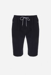 Granatowe Szorty Casual z Wiązaniem i Gumką w Pasie Nasine. Niebieskie szorty męskie Born2be, m, bez wzorów, casualowe. Za 109.99 zł.