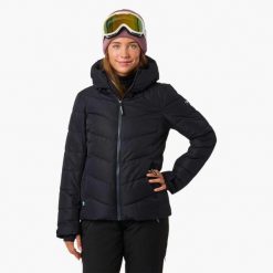 Kurtka narciarska damska Swedemount Cervinia Puffer Ski Jacket wodoodporna. Czarne kurtki snowboardowe damskie SWEDEMOUNT, bez wzorów, bez kaptura, narciarskie. Za 499.99 zł.