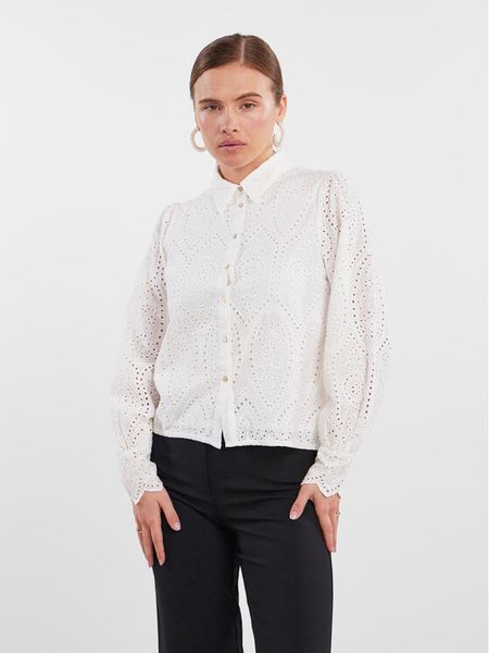 YAS Koszula 26030708 Biały Regular Fit. Białe bluzki damskie YAS, xl, bez wzorów, z bawełny, bez kołnierzyka, bez ramiączek. Za 189.99 zł.