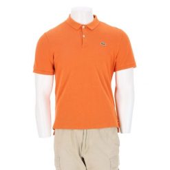 Second life - Koszulka polo męska z krótkim rękawem pomarańczowa - Jak nowy. Brązowe koszulki polo męskie Lacoste, m, bez wzorów, sportowe, bez ramiączek. Za 127.76 zł.