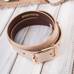 Pasek Damski Skórzany OPD-06 Brødrene Beżowy 80 cm. Brązowe paski damskie bez wzorów, z materiału, biznesowe. Za 43.99 zł.