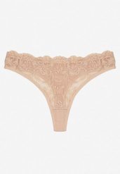 Beżowe Koronkowe Majtki Stringi z Bawełny Venalora. Brązowe stringi damskie Born2be, l, bez wzorów, z bawełny. Za 9.99 zł.