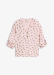 Bluzka oversize z przewiewnego muślinu z czystej bawełny. Niebieskie bluzki damskie bonprix, bez wzorów, z bawełny, bez kołnierzyka, bez ramiączek. Za 119.99 zł.