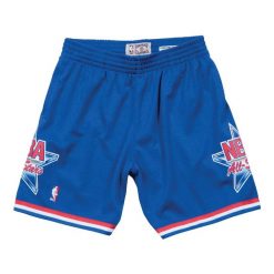 Szorty NBA All Star Swingman. Niebieskie krótkie spodenki sportowe męskie Mitchell & Ness, l, bez wzorów, z dzianiny, do koszykówki. Za 479.00 zł.