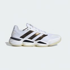 Buty Stabil 16 Indoor. Białe obuwie sportowe damskie Adidas, bez wzorów, z materiału, trekkingowe. Za 699.00 zł.