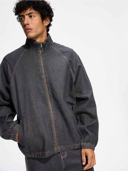 Kurtka jeansowa - szary. Szare kurtki męskie Reserved, l, bez wzorów, z denimu, bez kaptura. Za 169.99 zł.