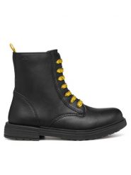 Geox Trapery Eclair J049QD 0003W C0054 M Czarny. Czarne buty zimowe dziewczęce Geox, bez wzorów, ze skóry, bez zapięcia. Za 249.99 zł.