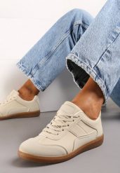 Beżowe Sneakersy przed Kostkę z Ozdobnymi Przeszyciami Erdafa. Brązowe obuwie sportowe damskie Born2be, bez wzorów. Za 69.99 zł.