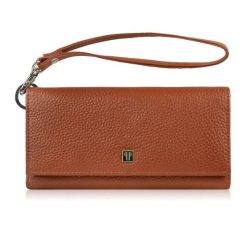 Portfel damski skórzany duży z miejscem na telefon kopertówka koniakowa damska Paolo Peruzzi T-141-CG. Brązowe kopertówki damskie Paolo Peruzzi, bez wzorów, ze skóry. Za 89.00 zł.