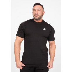 Leon Koszulka - Czarny. Czarne koszulki sportowe męskie GORILLA WEAR, bez wzorów, bez kołnierzyka, bez ramiączek, na fitness i siłownię. Za 179.00 zł.