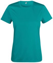 Clique Basic Active-T Women koszulka damska 100% poliester UV/50 – lagoon. Niebieskie t-shirty damskie CLIQUE, l, bez wzorów, z poliesteru, bez kołnierzyka. Za 103.52 zł.