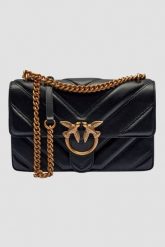 PINKO Czarna kopertówka Love One Classic Light DC AW25. Czarne kopertówki damskie Pinko, bez wzorów, ze skóry, bez dodatków. W wyprzedaży za 1,379.99 zł.
