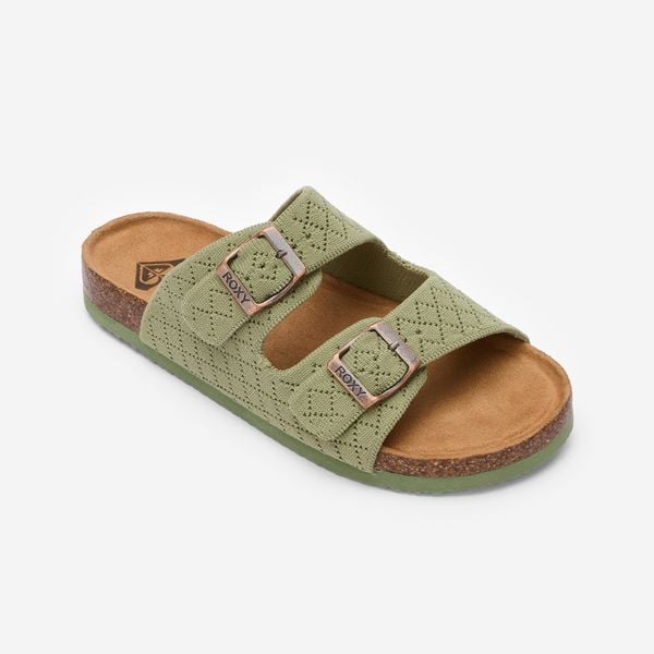 Klapki damskie Roxy Manou. Brązowe klapki damskie Roxy, bez wzorów, eleganckie, bez obcasa, na płaskiej podeszwie. Za 179.99 zł.