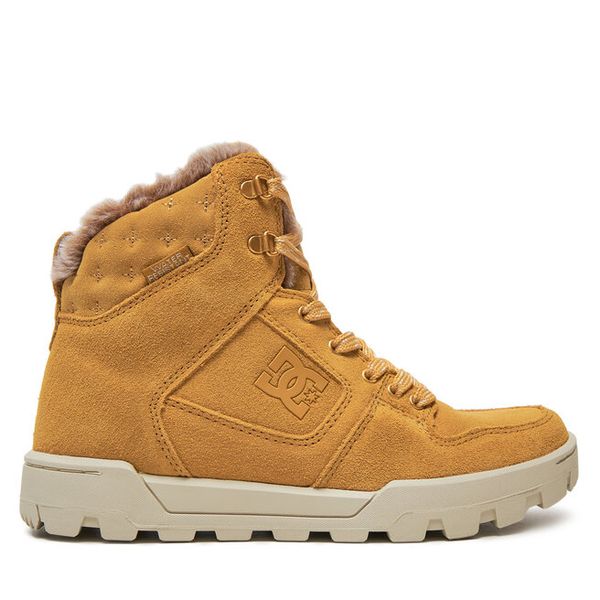 Trzewiki DC Shoes. Brązowe botki damskie DC Shoes, bez obcasa, na płaskiej podeszwie, bez zapięcia. Za 519.99 zł.
