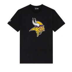 T-Shirt NFL Minnesota Vikings New Era Logo Noir. Czarne t-shirty męskie New Era, m, bez wzorów, z bawełny, klasyczne, bez kołnierzyka. Za 126.50 zł.