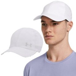 Czapka z daszkiem męska Under Armour Launch Adjustable Cap. Białe czapki i kapelusze męskie Under Armour, bez wzorów, sportowe. W wyprzedaży za 79.00 zł.