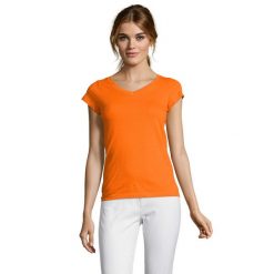 Koszulka Damska Z Dekoltem Moon V. Brązowe koszulki sportowe damskie SOL'S, s, bez wzorów, bez kołnierzyka, bez ramiączek, trekkingowe. Za 38.99 zł.