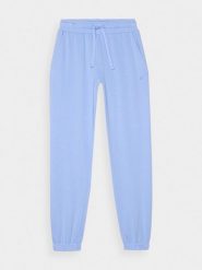 4F Spodnie dresowe joggery damskie - niebieskie S. Niebieskie spodnie dresowe damskie 4f, l, bez wzorów, z bawełny. Za 129.99 zł.