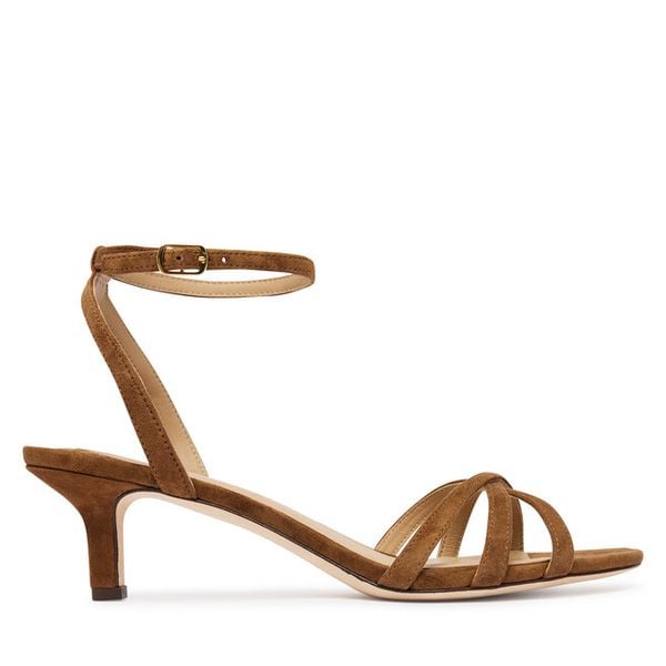 Sandały LAUREN RALPH LAUREN. Brązowe sandały damskie Lauren Ralph Lauren, bez wzorów, bez obcasa, na szpilce, bez zapięcia. Za 656.99 zł.