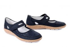 RIEKER 44859-14 blue, półbuty damskie. Niebieskie półbuty damskie Rieker, na lato, bez wzorów, bez obcasa, bez zapięcia. Za 339.90 zł.